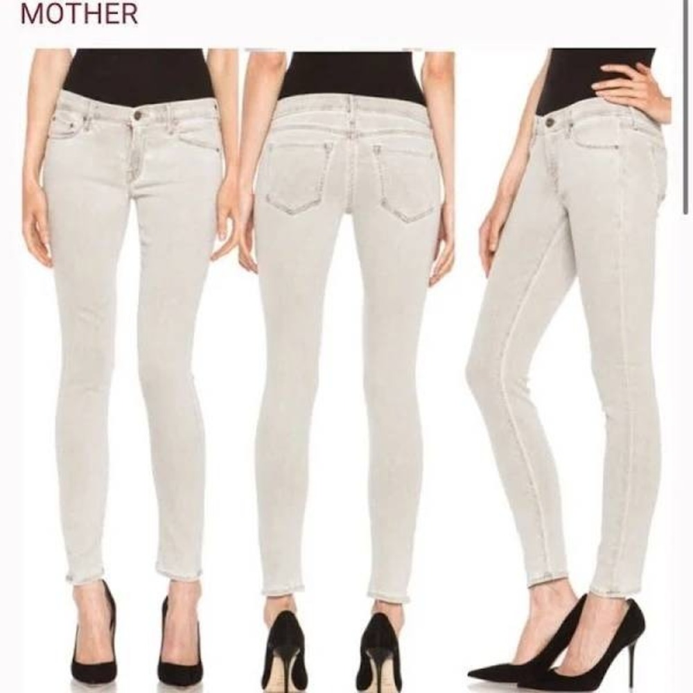 MOTHER The Looker Pop! Ankle Skinny‎ Low Rise Jeans 27 Driftwood Gray Wash Denim